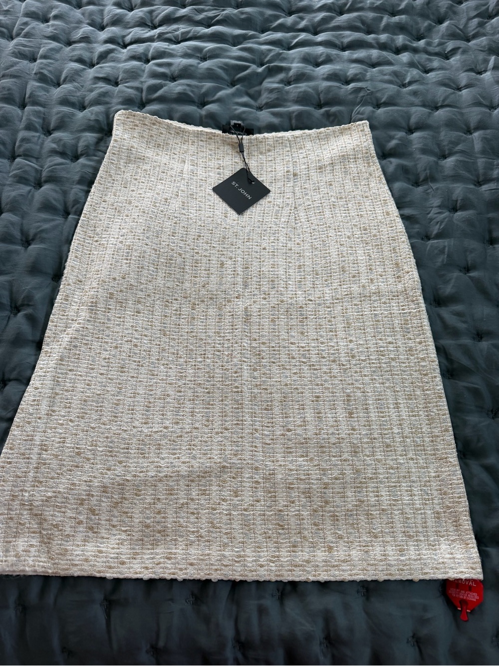 St. John Cream Tweed Pencil Skirt